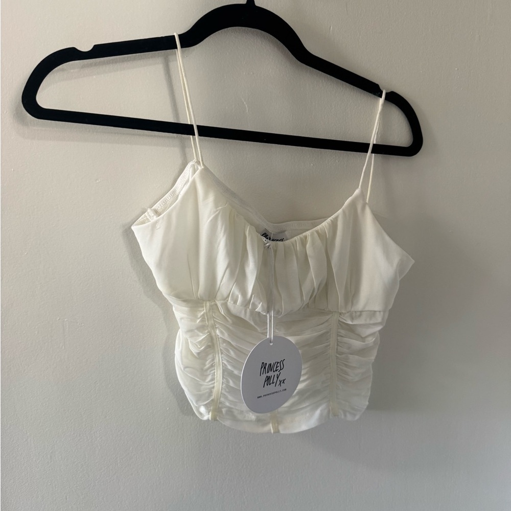 Princess Polly Cream Ruched Cami Top